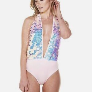 Iheartraves bodysuit. Iridescent details - never worn NWT